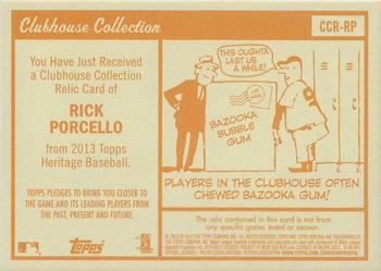 2013 Topps Heritage - Clubhouse Collection Relics Gold #CCR-RP Rick Porcello Back