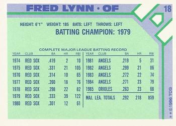 1986 Topps Baseball Champion Superstars #18 Fred Lynn Back