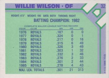 1986 Topps Baseball Champion Superstars #32 Willie Wilson Back