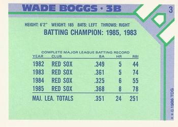 1986 Topps Baseball Champion Superstars #3 Wade Boggs Back
