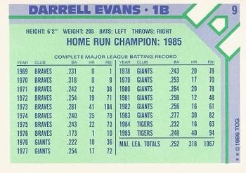 1986 Topps Baseball Champion Superstars #9 Darrell Evans Back