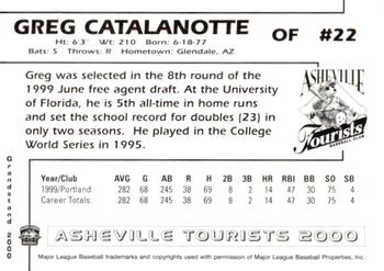 2000 Grandstand Asheville Tourists #NNO Greg Catalanotte Back