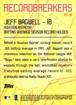2003 Topps - Record Breakers (Series One) #RB-JB Jeff Bagwell Back
