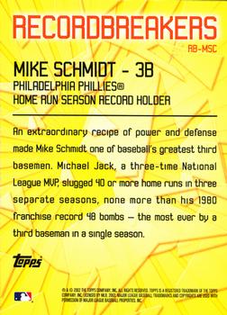 2003 Topps - Record Breakers (Series One) #RB-MSC Mike Schmidt Back