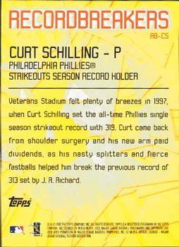 2003 Topps - Record Breakers (Series One) #RB-CS Curt Schilling Back