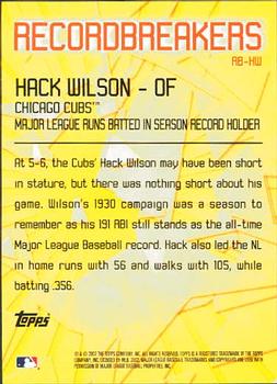2003 Topps - Record Breakers (Series One) #RB-HW Hack Wilson Back