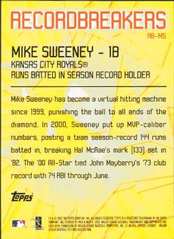 2003 Topps - Record Breakers (Series One) #RB-MS Mike Sweeney Back