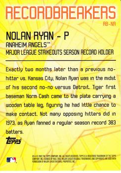 2003 Topps - Record Breakers (Series One) #RB-NR Nolan Ryan Back