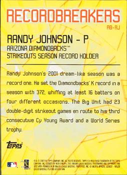 2003 Topps - Record Breakers (Series One) #RB-RJ Randy Johnson Back