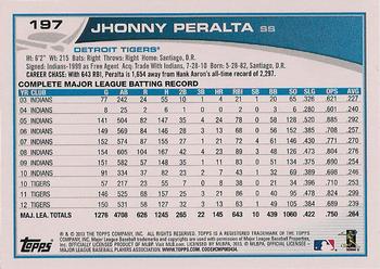 2013 Topps Opening Day #197 Jhonny Peralta Back