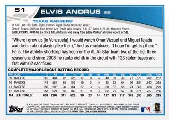 2013 Topps Opening Day #51 Elvis Andrus Back