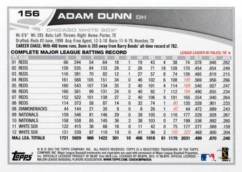 2013 Topps Opening Day #156 Adam Dunn Back