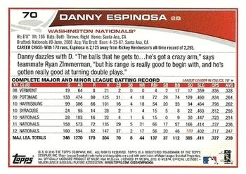 2013 Topps Opening Day #70 Danny Espinosa Back