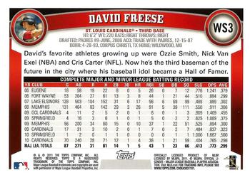 2011 Topps World Series Champions St. Louis Cardinals #WS3 David Freese Back