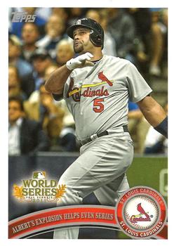 St Louis Cardinals 2011 World Series Champions Albert Pujols and Lance Berkman baseball card 2012 Topps #53