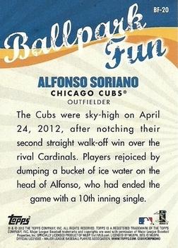 2013 Topps Opening Day - Ballpark Fun #BF-20 Alfonso Soriano Back
