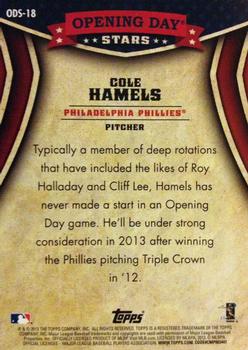 2013 Topps Opening Day - Opening Day Stars #ODS-18 Cole Hamels Back