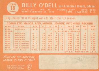 2013 Topps Heritage - 50th Anniversary Buybacks #18 Billy O'Dell Back