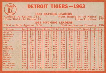 2013 Topps Heritage - 50th Anniversary Buybacks #67 Detroit Tigers Back