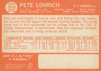 2013 Topps Heritage - 50th Anniversary Buybacks #212 Pete Lovrich Back