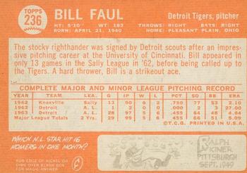 2013 Topps Heritage - 50th Anniversary Buybacks #236 Bill Faul Back