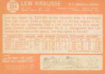 2013 Topps Heritage - 50th Anniversary Buybacks #334 Lew Krausse Back