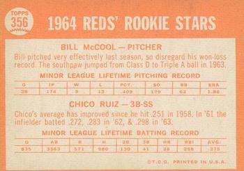 2013 Topps Heritage - 50th Anniversary Buybacks #356 Reds 1964 Rookie Stars (Bill McCool / Chico Ruiz) Back