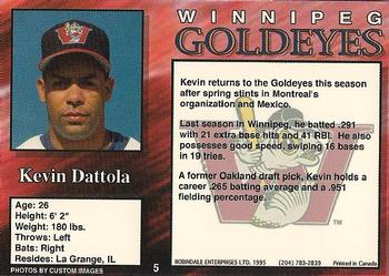 1995 R.E.L. Winnipeg Goldeyes #5 Kevin Dattola Back