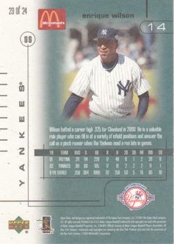 2003 Upper Deck McDonald's New York Yankees #23 Enrique Wilson Back