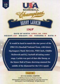 2013 Panini USA Baseball Champions #12 Barry Larkin Back