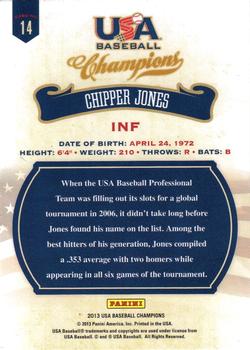 2013 Panini USA Baseball Champions #14 Chipper Jones Back