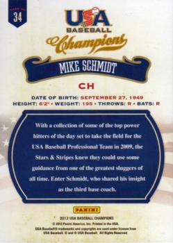 2013 Panini USA Baseball Champions #34 Mike Schmidt Back