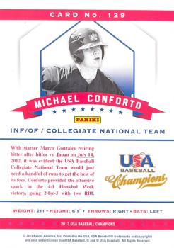 2013 Panini USA Baseball Champions #129 Michael Conforto Back