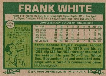 1977 Topps #117 Frank White Back