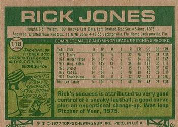 1977 Topps #118 Rick Jones Back
