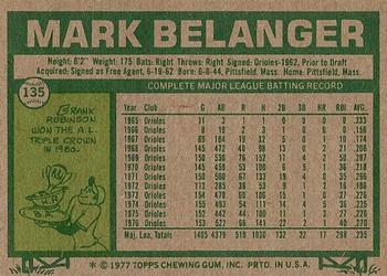 1977 Topps #135 Mark Belanger Back