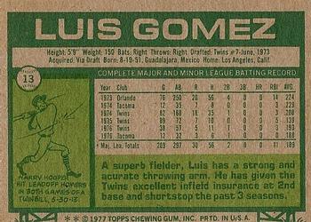 1977 Topps #13 Luis Gomez Back