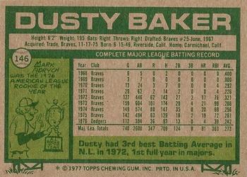 1977 Topps #146 Dusty Baker Back