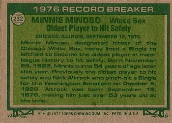 1977 Topps #232 Minnie Minoso Back