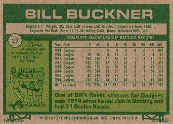 1977 Topps #27 Bill Buckner Back