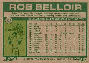 1977 Topps #312 Rob Belloir Back