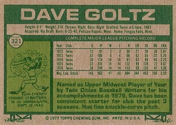 1977 Topps #321 Dave Goltz Back