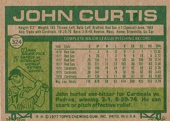 1977 Topps #324 John Curtis Back