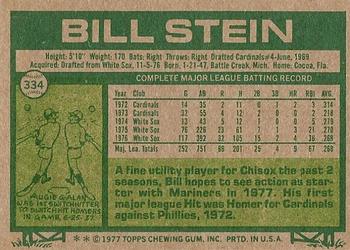 1977 Topps #334 Bill Stein Back