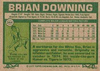 1977 Topps #344 Brian Downing Back