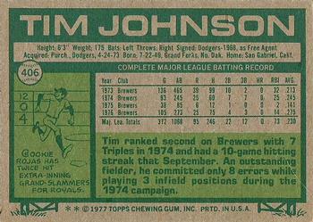 1977 Topps #406 Tim Johnson Back