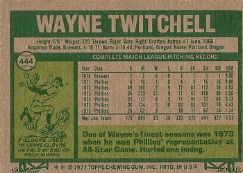 1977 Topps #444 Wayne Twitchell Back
