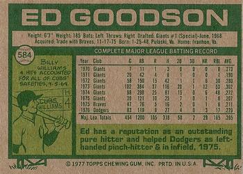 1977 Topps #584 Ed Goodson Back