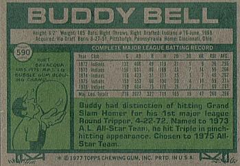 1977 Topps #590 Buddy Bell Back