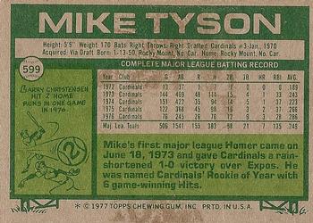 1977 Topps #599 Mike Tyson Back